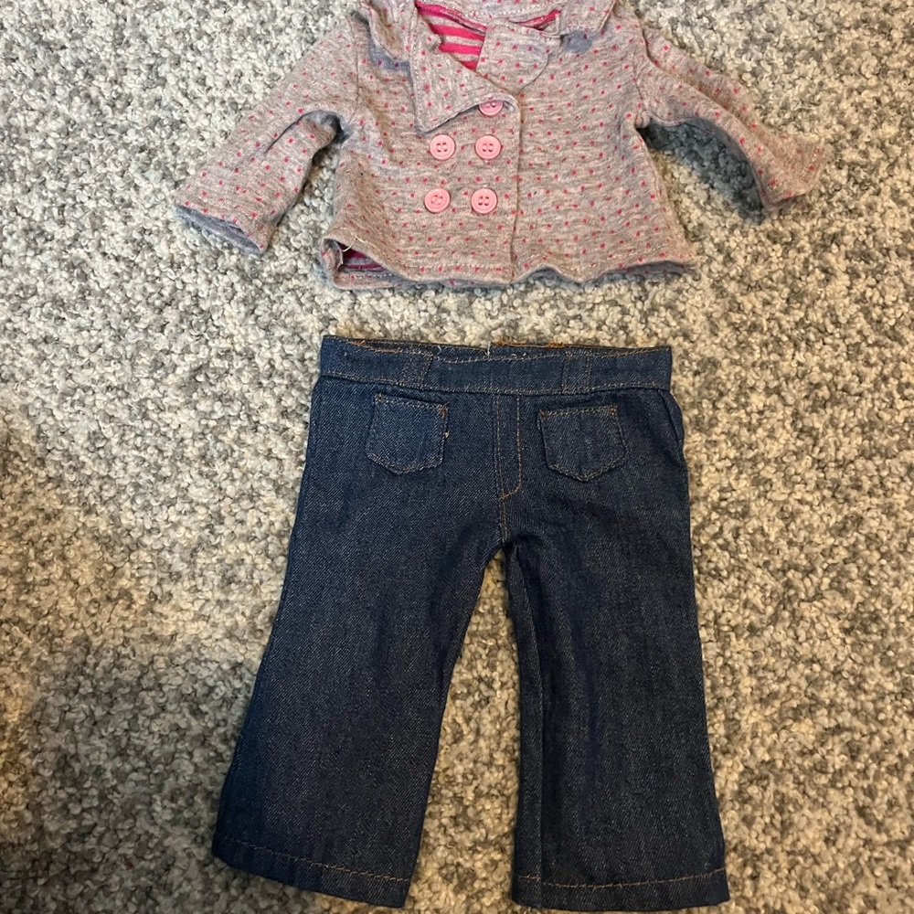 Chic Gray and Blue Doll Outfit Set